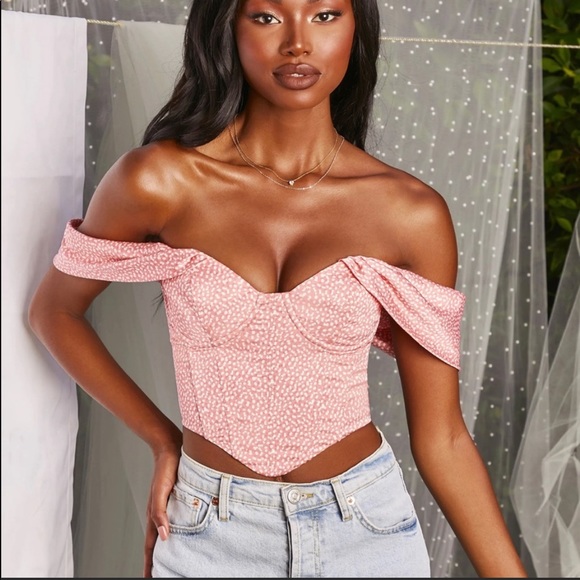 Oh Polly Tops - Satin Bardot corset crop top